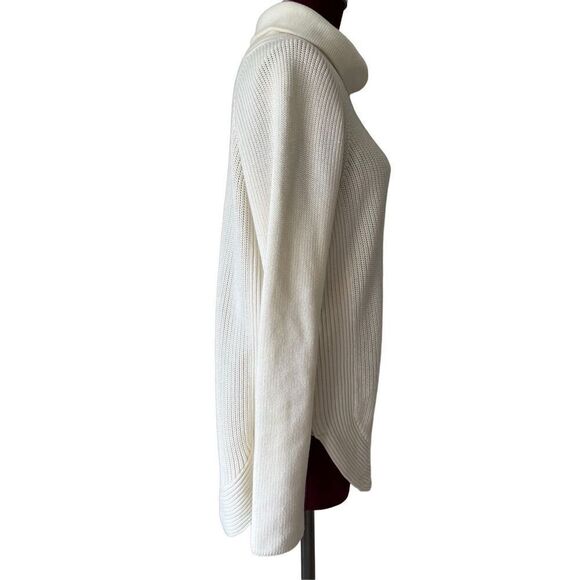 Vince Chunky Knit Turtleneck Sweater Zipper Accents Sz M White - Picture 9 of 9